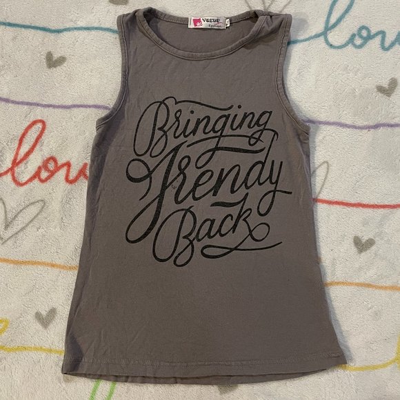 Gray Bringing Trendy Back Tank Top Shirt Girls sz M 7 / 8 - Picture 1 of 3